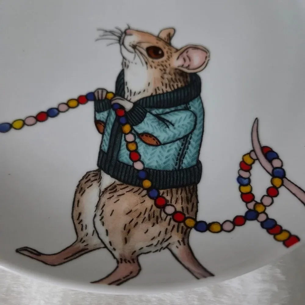 West Elm Rachel Kozlowski Dapper Animal Salad Plate Holiday Christmas Mouse‎